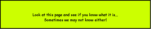 Text Box: Look at this page and see if you know what it isSometimes we may not know either!